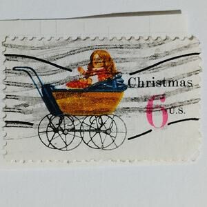 1970 US 6c Christmas Sleigh Contemporary Stamp #1414 Used Cancelled Vintage